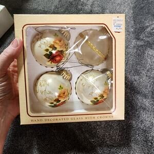 4 Vintage Christmas by Krebs glass painted vintage Christmas ornaments RM